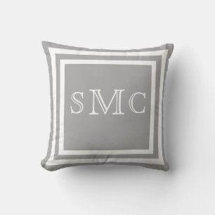 MONOGRAM Solid light grey white plain pillow