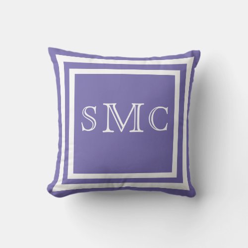 MONOGRAM Solid light purple white plain pillow