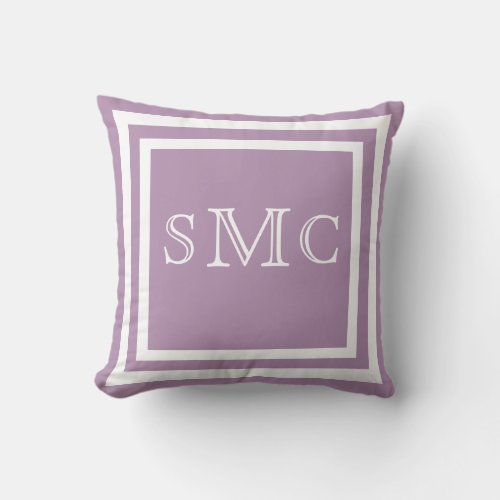 MONOGRAM Solid light purple white plain pillow