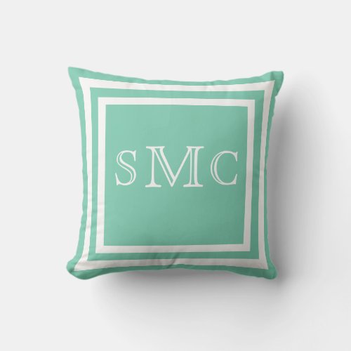 MONOGRAM Solid light teal blue plain pillow