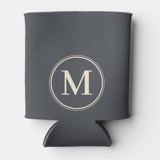 Monogram Solid Mediterranean Gray Color  Can Cooler (Front)