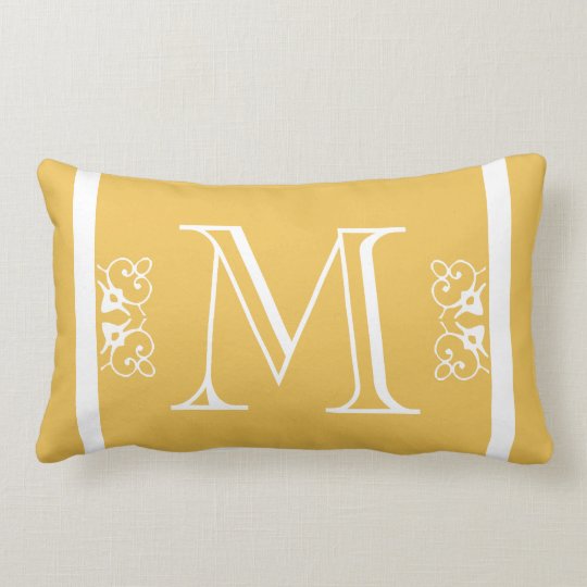Monogram Solid Mustard Yellow Custom Lumbar Pillow Zazzle Com