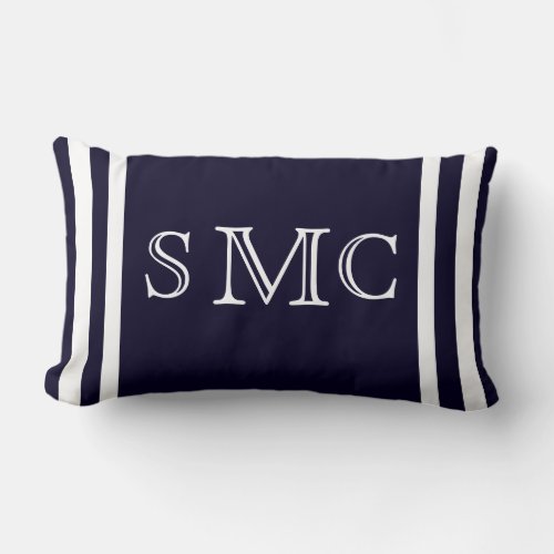 MONOGRAM Solid navy blue and white plain pillow