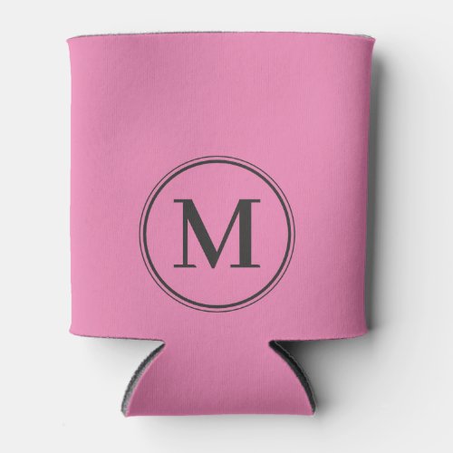 Monogram Solid Pink and Black Color  Can Cooler