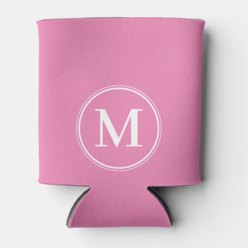 Monogram Solid Pink Color  Can Cooler