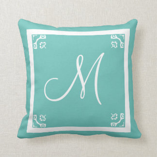 MONOGRAM solid powder blue personalized custom Throw Pillow