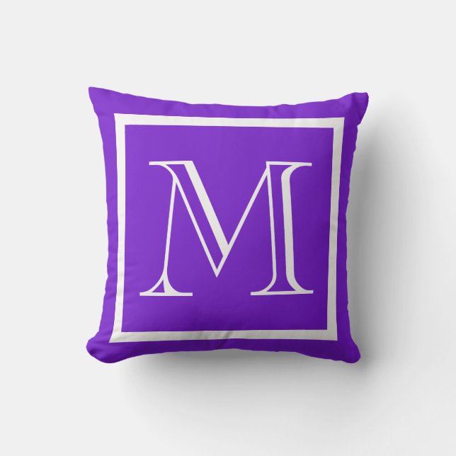 MONOGRAM Solid Purple Bright Grape plain outdoor Pillow (Front)
