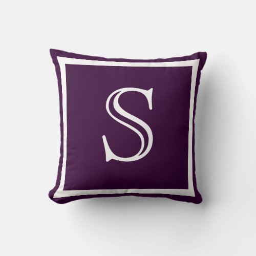 MONOGRAM Solid Purple Soft Dark Grape plain pillow