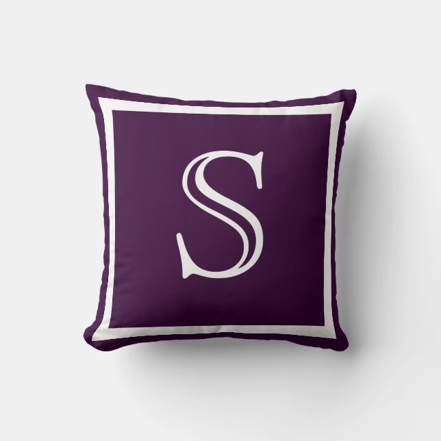 MONOGRAM Solid Purple Soft Dark Grape plain pillow (Front)