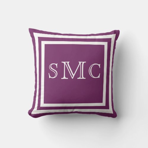 MONOGRAM Solid purple white plain pillow