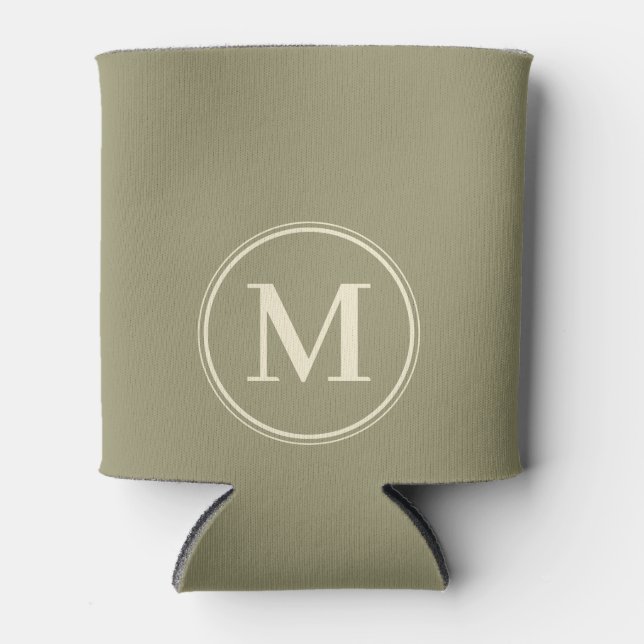 Monogram Solid Sage Meadow Color  Can Cooler (Front)