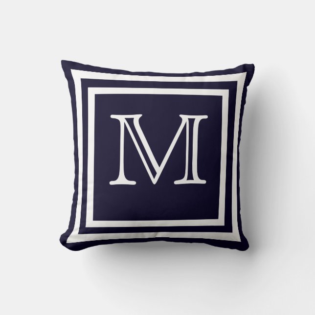 MONOGRAM Solid  Soft Dark Navy  Blue plain  Throw Pillow (Front)