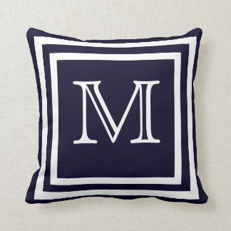 MONOGRAM Solid Soft Dark Navy Blue plain Throw Pillow