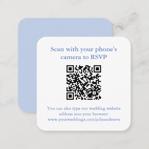 Monogram Something Blue Wedding Shower QR RSVP Enclosure Card