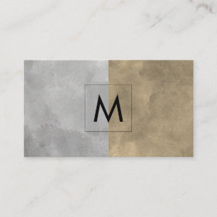 Monogram Sophisticated Sepia Gray Color Blocks Business Card