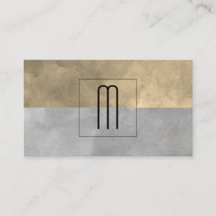 Monogram Sophisticated Sepia Gray Color Blocks Business Card