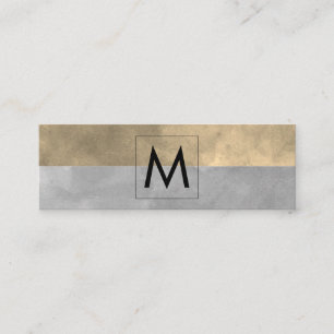 Monogram Sophisticated Sepia Gray Color Blocks Mini Business Card