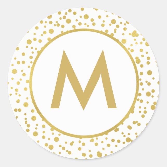 Monogram Sparkly Gold Confetti Envelope Seal (Front)