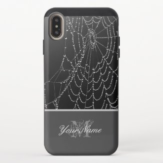 Monogram spider´s web with dew in black and white! uncommon iPhone case
