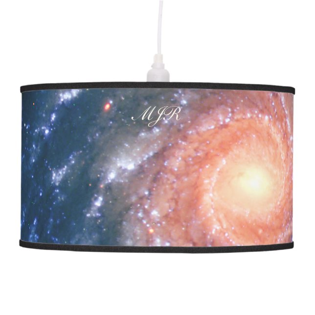 Monogram Spiral Galaxy: Deep space astronomy image Ceiling Lamp (Front)