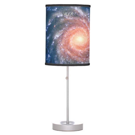 Monogram Spiral Galaxy: Deep space astronomy image Table Lamp