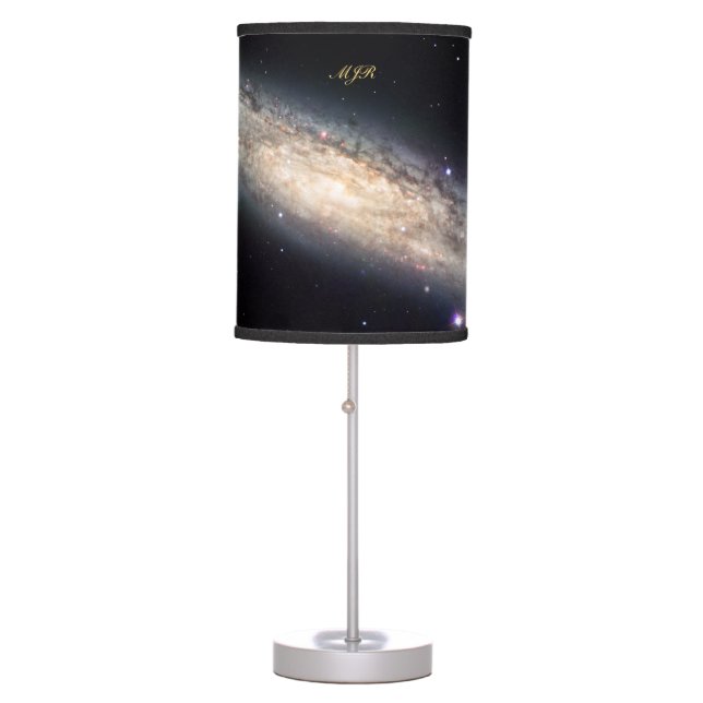 Monogram Spiral Galaxy outer space picture Table Lamp (Front)