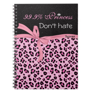 Monogram, Spiral Notebook, Pink Leopard print Notebook