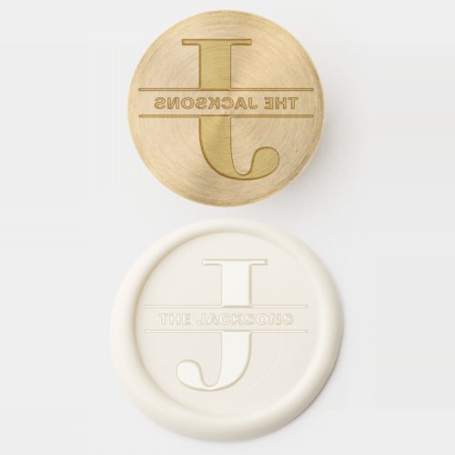 Monogram split letter family name classic serif wax seal stamp