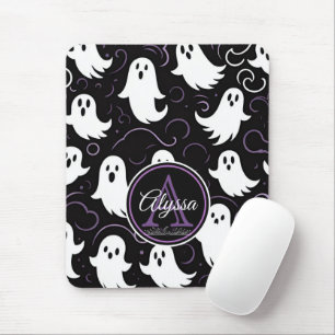 Monogram Spooky Ghostly Pattern Mouse Pad