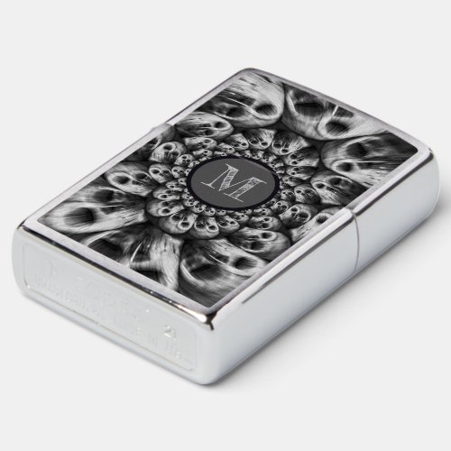 Monogram Spooky Skulls Black And White Abstract Zippo Lighter