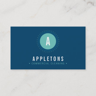 MONOGRAM SPOT modern minimal bold navy blue mint Business Card