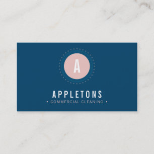 MONOGRAM SPOT modern minimal bold navy blue pink Business Card