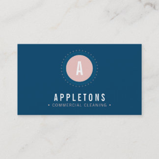 MONOGRAM SPOT modern minimal bold navy blue pink Business Card