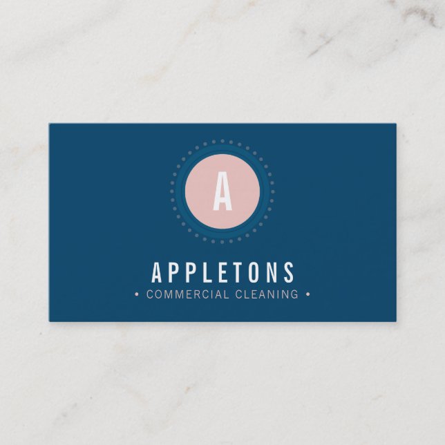 MONOGRAM SPOT modern minimal bold navy blue pink Business Card (Front)