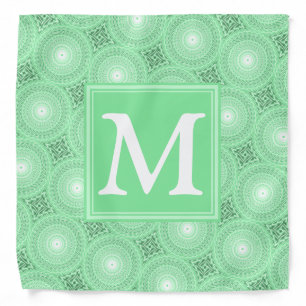 Monogram spring green circles pattern bandana