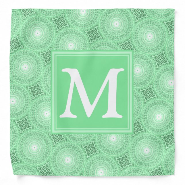 Monogram spring green circles pattern bandana (Front)