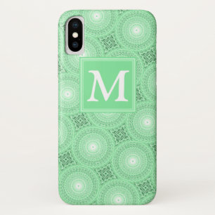 Monogram spring green circles pattern iPhone x case