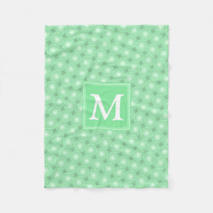 Monogram spring green circles pattern fleece blanket