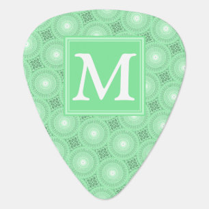 Monogram spring green circles pattern guitar pick