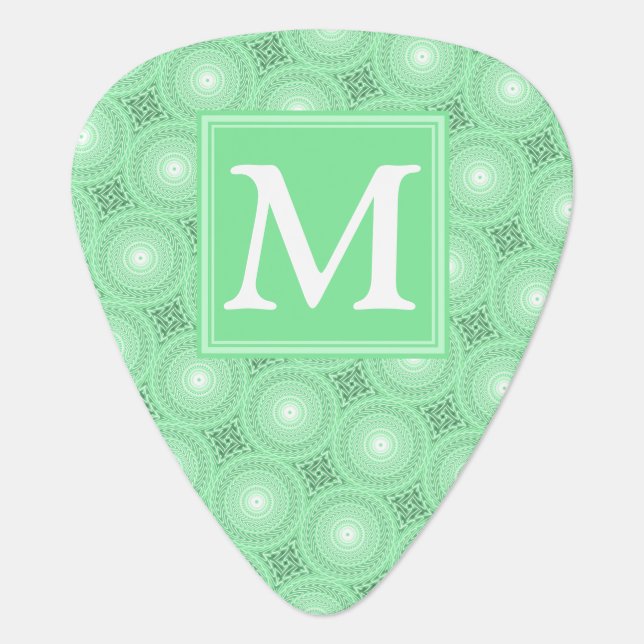 Monogram spring green circles pattern guitar pick (Front)