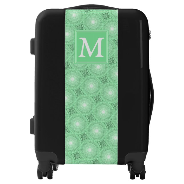 Monogram spring green circles pattern luggage (Front)