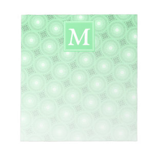 Monogram spring green circles pattern notepad