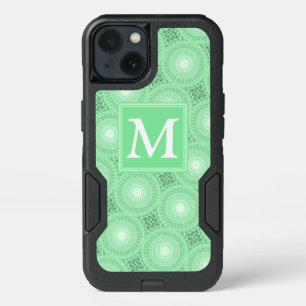 Monogram spring green circles pattern iPhone 13 case