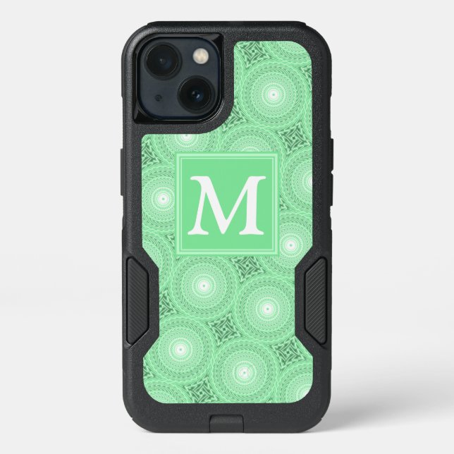 Monogram spring green circles pattern otterbox iPhone case (Back)