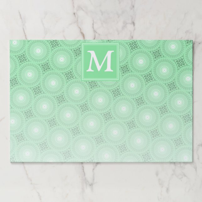 Monogram spring green circles pattern paper pad (Front)