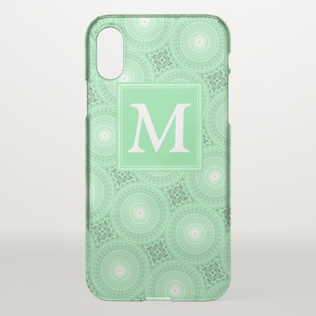 Monogram spring green circles pattern uncommon iPhone case (Back)