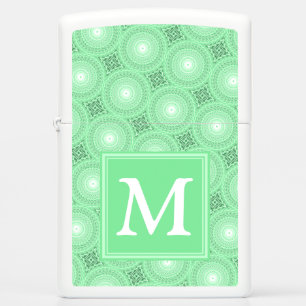 Monogram spring green circles pattern zippo lighter