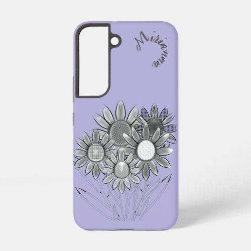 Monogram Spring Into Action Daisy Florals Purple   Samsung Galaxy S22 Case