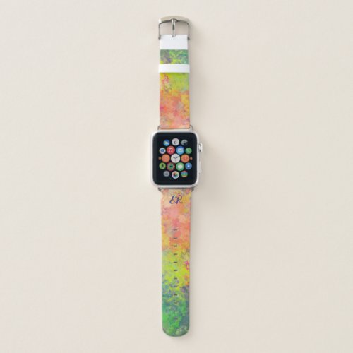 Monogram Spring Tulip Watercolor Abstract Apple Watch Band