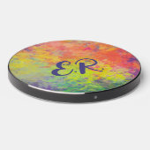 Monogram Spring Tulip Watercolor Abstract Wireless Charger (Front 2)